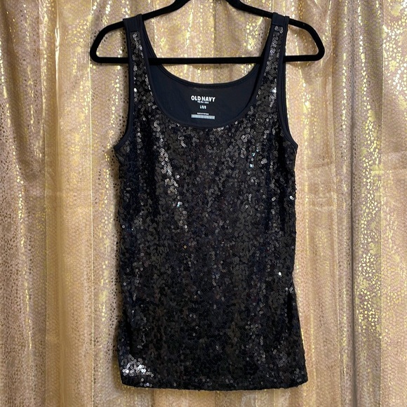 Old Navy Tops - Old Navy black sequin tanktop, NWOT size L